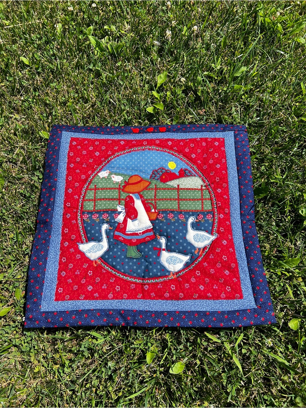 Sun Bonnet Sue with Geese Quilted Wall Hanging